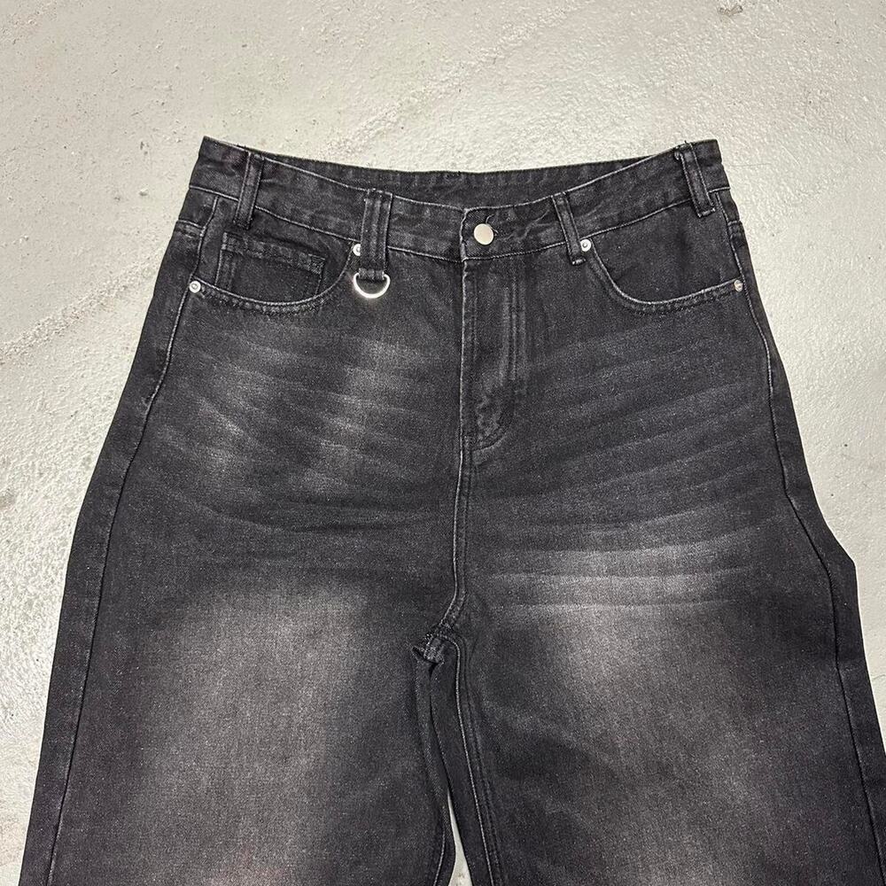 BLACK FADE WIDE LEG BAGGY DENIM WAIST 30 FLAT - Picture 3 of 7